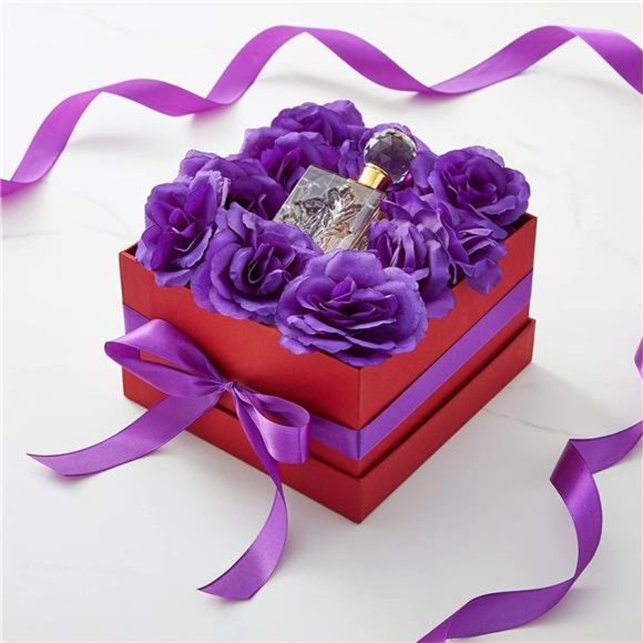 50 Pack Purple Artificial Flower,3 Inch Stemless Silk Cloth Roses for Wall Decor - Picture 2 of 7